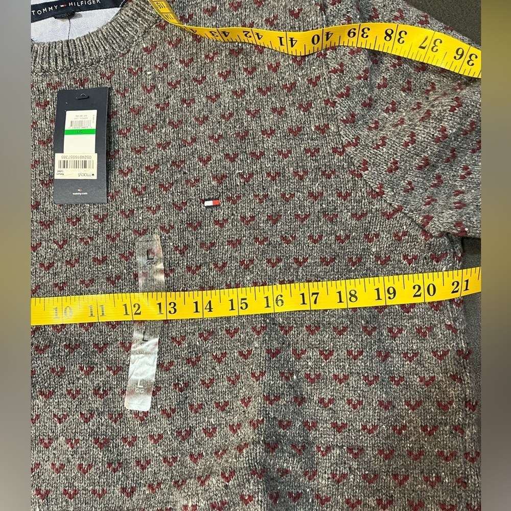 Tommy Hilfiger Gray and Red Patterned Sweater NWT - image 10